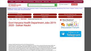 Haryana Health Department Recruitment 2019-2020 haryanahealth ...