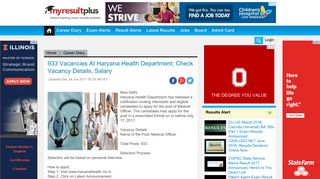 933 Vacancies At Haryana Health Department: Check Vacancy ...