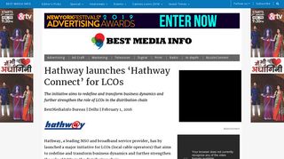 Hathway launches 'Hathway Connect' for LCOs - BestMediaInfo