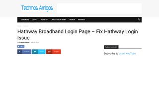 Hathway Broadband Login Page - Fix Hathway Login Issue