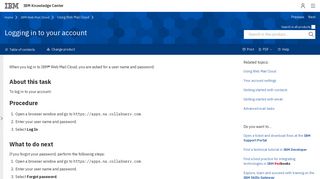 Logging in to your account - Web Mail Cloud - IBM