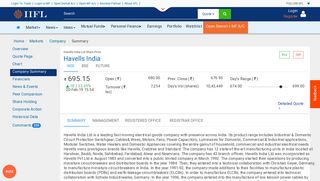 Latest Havells india ltd information at www.indiainfoline.com