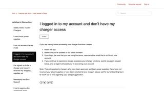 I logged in to my account and don't have my charger access – Bird