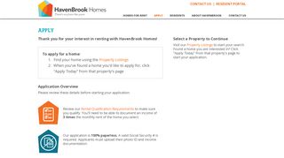 Rental Application - HavenBrook Homes