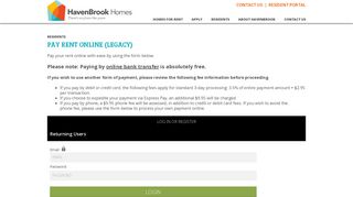 Pay Rent Online (Legacy) - HavenBrook Homes