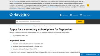 Apply for a secondary school place for September | The London ...