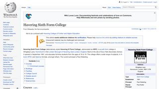 Havering Sixth Form College - Wikipedia
