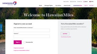 HawaiianMiles Account Login | Hawaiian Airlines