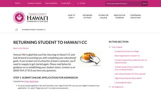 Returning Student to Hawai'i CC | Hawaii Community College
