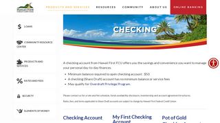 Checking – Hawaii First Federal Credit Union