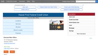 Hawaii First Federal Credit Union - Kamuela, HI - Credit Unions Online