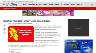 Hawaii State Public Library System's website temporarily down