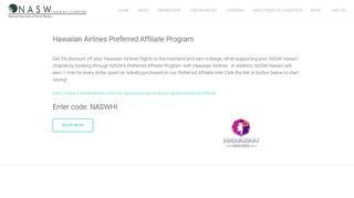 Hawaiian Airlines Preferred Affiliate Program - NASW Hawaii