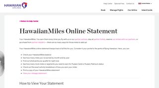 HawaiianMiles Online Statement - Hawaiian Airlines - Service