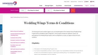 Wedding Wings Terms & Conditions | Hawaiian Airlines