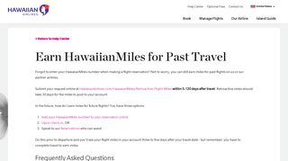 Earn HawaiianMiles for Past Travel - Hawaiian Airlines - Service