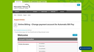 Online Billing - Change payment account for ... - Hawaiian Telcom