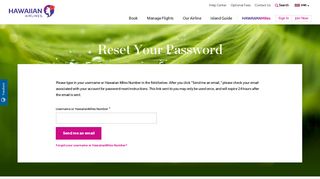 Reset Password | Hawaiian Airlines