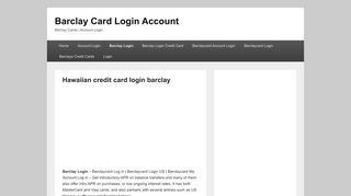 Hawaiian credit card login barclay – Barclay Card Login Account
