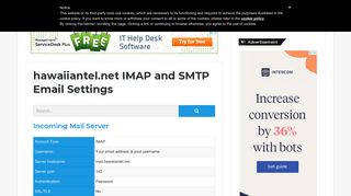 hawaiiantel.net IMAP and SMTP Email Settings