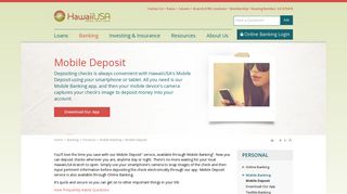 Mobile Check Deposit | HI Remote Deposit Capture | HawaiiUSA FCU