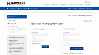 Application for Employment Login - Hawkeye Community College