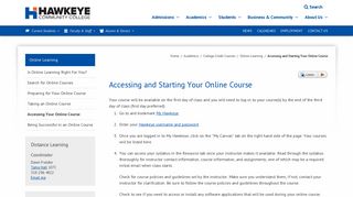 Accessing and Starting Your Online Course - Hawkeye Community ...