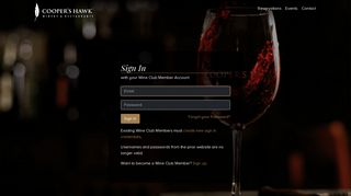Coopers Hawk Wine Club - Sign In