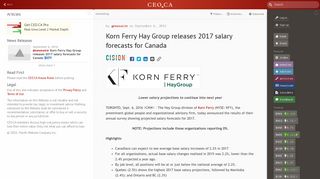 Korn Ferry Hay Group releases 2017 salary forecasts for Canada, by ...