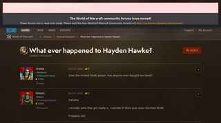 What ever happened to Hayden Hawke? - World of Warcraft Forums ...