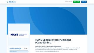 Jobs at HAYS Specialist Recruitment (Canada) Inc. | BCjobs.ca