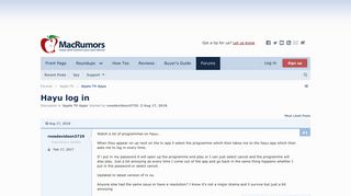 Hayu log in | MacRumors Forums