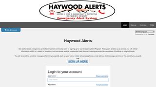 Haywood Alerts - Login to your account