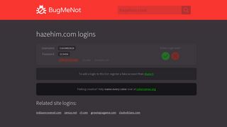 hazehim.com passwords - BugMeNot