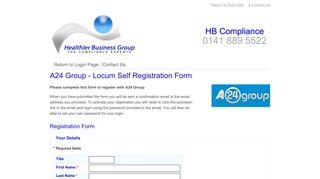 A24 Group - Locum Self Registration Form - HB Compliance