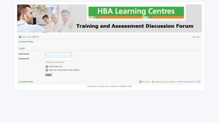 HBA Training and Assessment Help Forum - User Control Panel - Login
