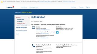 Hudson's Bay Cardholder Contact Information | Capital One Canada
