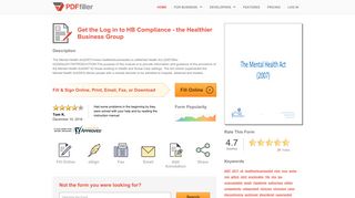 Fillable Online Log in to HB Compliance - the Healthier Business ...