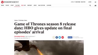 Game of Thrones season 8 release date: HBO gives update on final ...