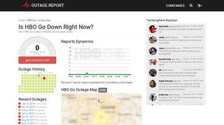 HBO Go Down? Service Status, Map, Problems History - Outage.Report