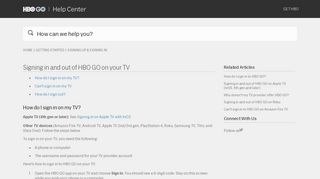 Signing in and out of HBO GO on your TV – HBO GO