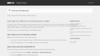 Can't sign in to HBO GO on Android phone or tablet – HBO GO