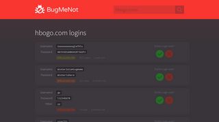 hbogo.com passwords - BugMeNot