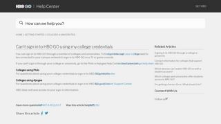 Can't sign in to HBO GO using my college credentials – HBO GO
