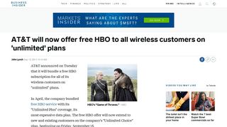 AT&T gives free HBO to all 'unlimited' wireless plans - Business Insider