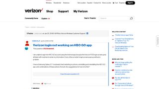 Verizon login not working on HBO GO app | Verizon Community