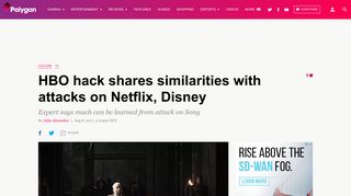 HBO hack shares similarities with attacks on Netflix, Disney - Polygon