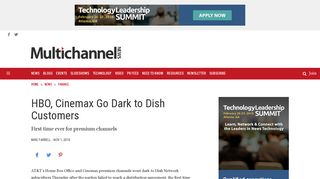 HBO, Cinemax Go Dark to Dish Customers - Multichannel