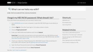 I forgot my HBO NOW password. What should I do? - HBO NOW | Help ...