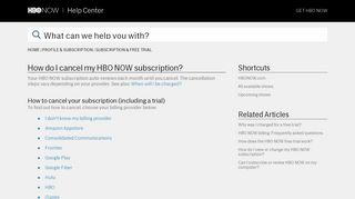 How do I cancel my HBO NOW subscription? - HBO NOW | Help Center